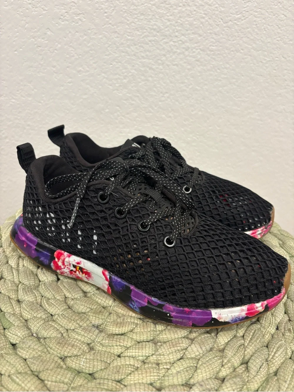 NOBULL Black Space Floral Mesh Runner Trainer Lace Up Sneakers Size 7